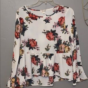 Ivory peplum floral blouse